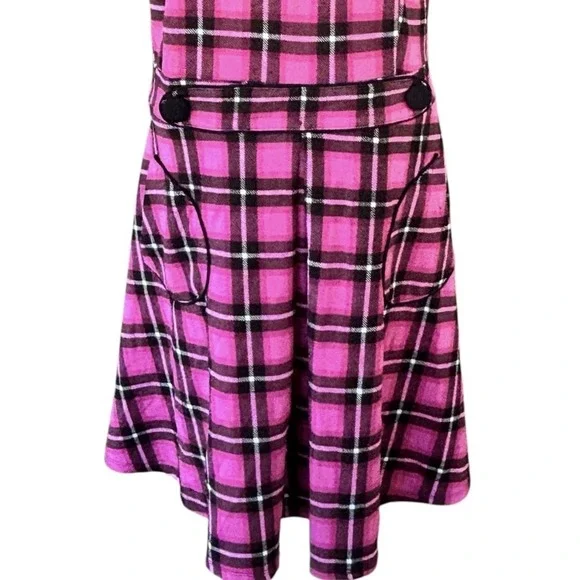Smak Parlour 1950s Retro Pink Black Tartan Plaid Fit & Flare Dress Womens 1X/16 - Picture 3 of 11